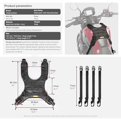 Motorcycle Fuel Tank Vest, Leather Waterproof Fuel Gas Pad Cover Universal Motorcycle Tank Mounting Base Universal Bumper Vest Motor Tank Expansion Storage for Motorcycles - style: Tank Expansion