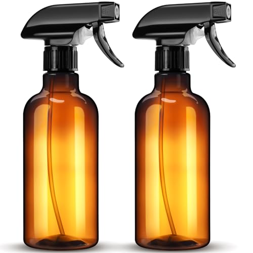 DIYSELF Spray Bottle for Cleaning Plastic Spray Bottles 16 oz 500ml Squirt Bottle for Liquids Amber Spray Lab Weighing Bottles for Home and Garden (2 Pack) - color: Amber, size: 2-Pack