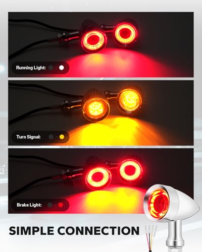 Motorcycle Bullet 48 LEDs Rear Turn Signal Light SMD Blinker Indicator Fit for Honda Yamaha Suzuki Kawasaki Harley (Chrome, Rear Turn Light) - color: Chrome（Rear Light）