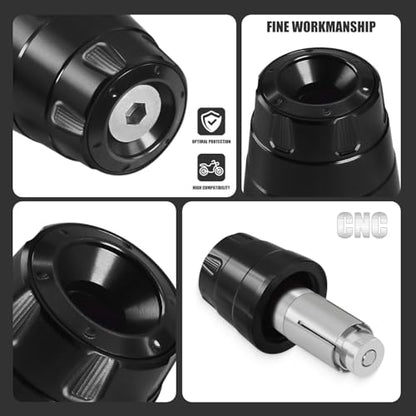 MFGZD Motorcycle Bar Ends Plug, CNC Handlebar Bar Grip Ends Plugs For Ninja500 Ninja650/1000 R7 R1 R6 450SR 675SR-R CBR650R CBR500RR CBR600RR CBR1000RR Z650 Z900 ZX10R ZX6R GSXR600 750 1000 GSX-8R ect - color: Black