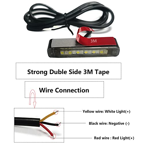 1Pcs 12 LEDs Red White LED License Plate Light,Waterproof LED Brake Light,Motorcycle Signal Light,Backup Light,Tail light for Harley Davidson Kawasaki Suzuki Ducati Polaris Yamaha Bike - size: 12led/Red-white
