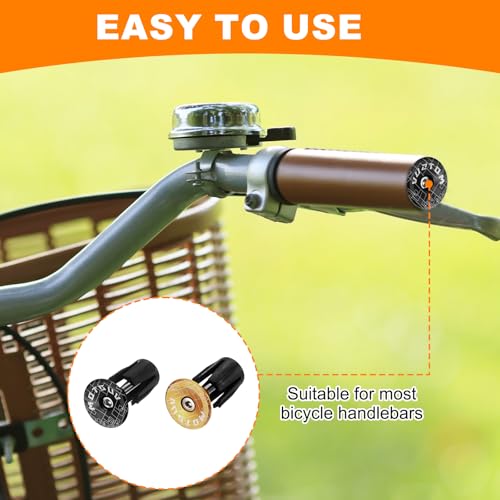 HARFINGTON 2Pair Bike Handlebar End Plugs Aluminum Bar End Caps 16-21mm Adjustment Expanding Locking with Tool for MTB Road BMX Fixed Gear Bike, Black Gold - color: Black Gold