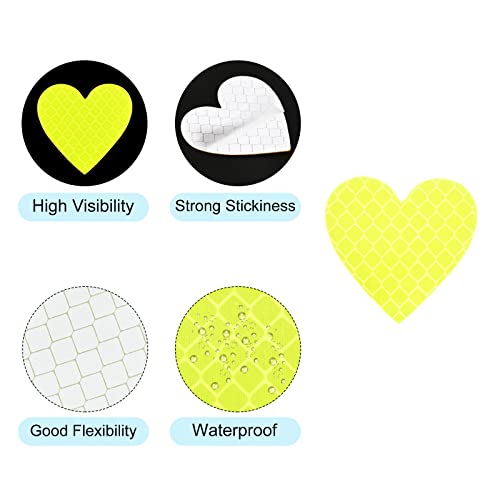 PATIKIL Reflective Stickers, 12 Pack 1.61 x 1.57 Inch Waterproof Adhesive High Visibility Night Caution Warning Heart Shape Safety Tape Reflector for Trucks Trailers Cars, Green - color: Green