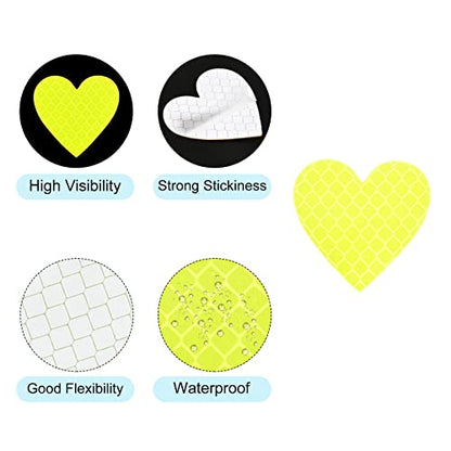 PATIKIL Reflective Stickers, 12 Pack 1.61 x 1.57 Inch Waterproof Adhesive High Visibility Night Caution Warning Heart Shape Safety Tape Reflector for Trucks Trailers Cars, Green - color: Green