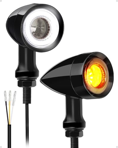 Motorcycle Bullet 48 LEDs Front Turn Signal Light SMD Blinker Indicator Fit for Honda Yamaha Suzuki Kawasaki Harley Sportster (Black,Front Turn Light) - color: Black（Front Light）
