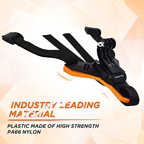 Action Pro™ Motorcycle Helmet Chin Strap Mount Compatible with GoPro Hero 12, 11, 10, 9, 8, 7, (2018), 6, Hero Black, Insta 360, Session, Xiaomi Yi, SJCAM (Orange) - color: Orange 2.0