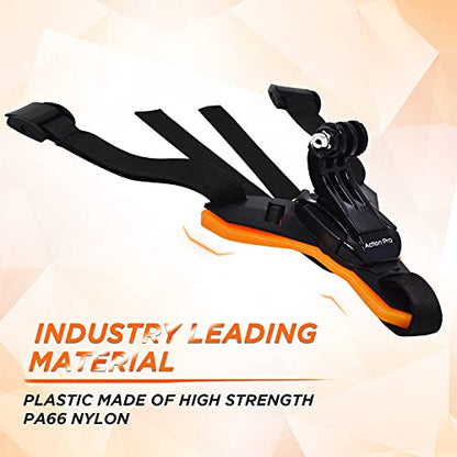 Action Pro™ Motorcycle Helmet Chin Strap Mount Compatible with GoPro Hero 12, 11, 10, 9, 8, 7, (2018), 6, Hero Black, Insta 360, Session, Xiaomi Yi, SJCAM (Orange) - color: Orange 2.0
