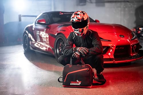 Motorcycle Helmet Bag & Racing Helmet Bag for Travel and Storage – Fleece Lined Helmet Carrier with Hidden Shoe Compartment, Waterproof 600D Oxford Motorcycle Gear Bag for Auto Racing, Track Day