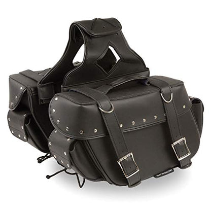 Milwaukee Leather Studded Throw-Over Motorcycle Saddlebags – Synthetic Leather – Universal Fit – Zip-Off - Large - color: SH574ZB-BLACK, size: Large