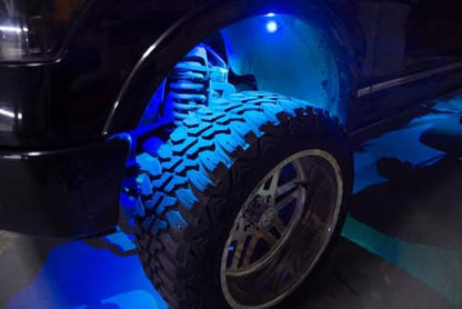iJDMTOY 4pc Universal Fit 3-Chipset 9W High Power LED Rock Light Kit Compatible with Jeep Truck SUV Off-Road Boat, Ultra Blue - color: Blue