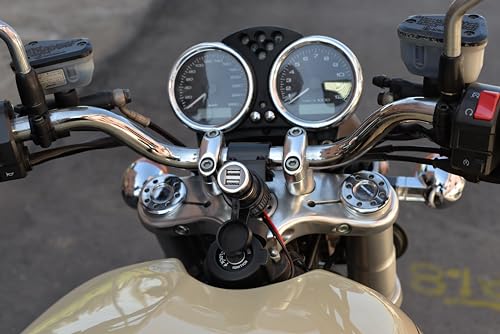 Cliff Top Heavy Duty Waterproof Motorcycle Cigarette Lighter Power Outlet with 3.3A USB Charger for 7/8" to 1" Handlebar 12V Socket for GPS Phone USB Devices - size: Motorcycle Cigarette Socket Power Outlet