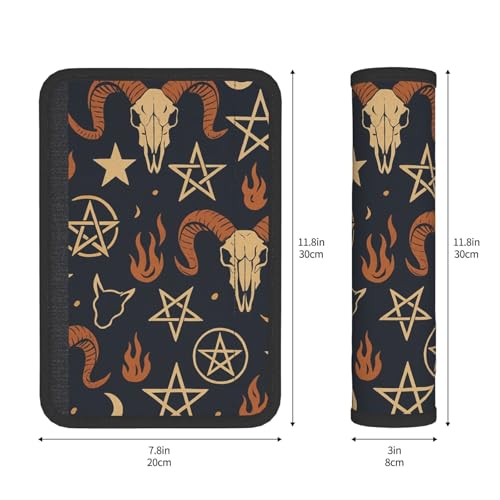 Pair of Neoprene Car Seat Belt Shoulder Pads Satan Baphomet Sheep Head Car Seat Cushion Pads