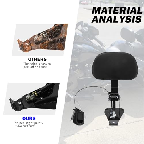 Motorcycle Adjustable Rider Backrest with Pad Foldable Driver Backrest Fit for Harley Touring Road King Street Glide Electra Glide CVO FLHR FLHX FLHT 2009-2025 (#1 Black Arm) - color: #1 Black Arm