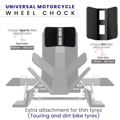 GRAND PITSTOP Universal Wheel Chock for Motorcycle Stand for Trailer Completely Adjustable Detachable Foldable Wheel Chock (Black)