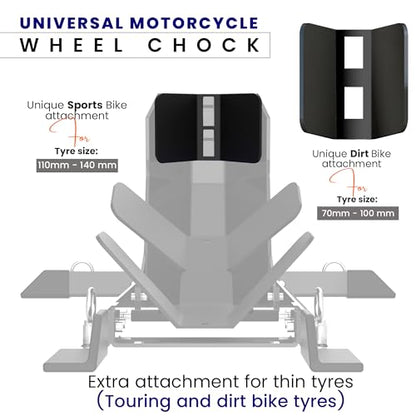 GRAND PITSTOP Universal Wheel Chock for Motorcycle Stand for Trailer Completely Adjustable Detachable Foldable Wheel Chock (Black)