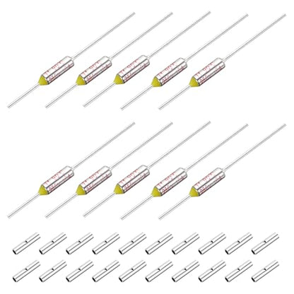 MECCANIXITY 10 Pcs Metal Temperature Thermal Fuse SF90 90C 194F 10A 250V Cutoff Thermal Fuse with 20 Pcs BN1.25 Bare Terminal Butt Connector - style: SF90
