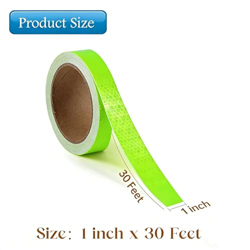 Reflective Tape, 1 Inch X 30 Ft, Fluorescent Green - size: 1" x 30ft