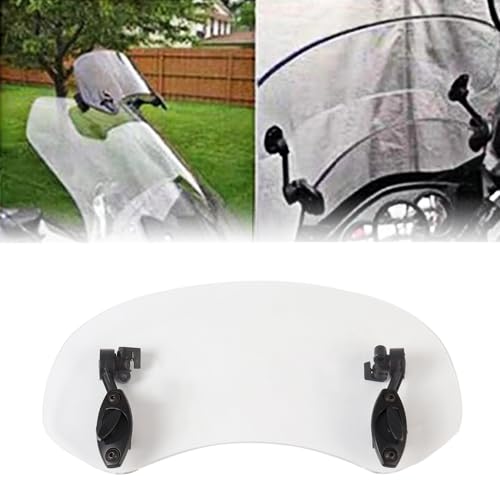 28.5cm Motorcycle Wind Deflector Clear Lens Adjustable Clip Windshield Extension Universal Fit for Most Motorcycle Scooter, White - size: Small-white