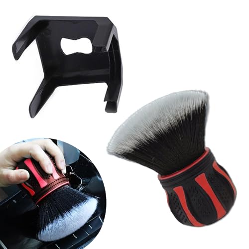 Car Detailing Brush, Automotive Ball-shaped Detail Brush, Ultra Soft Cleaning Brushes with Storage Rack, Universal Auto Interior Cleaning Tool, for Most Cars (Red) - color: Red