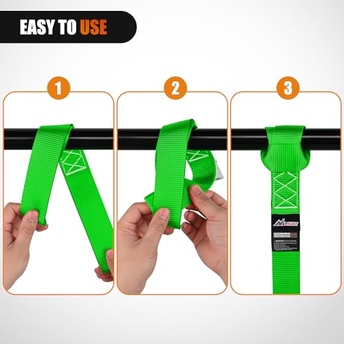 Nilight Soft Loop 1.7”×17" Motorcycle Tie Down Straps Heavy Duty 12000Lbs Max Break Strength for Securing ATV UTV Kayak Moving Cargo (8PK-Green) - color: Green