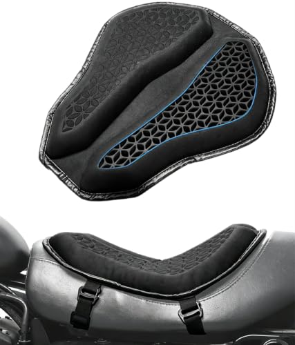 Benlari Motorcycle Seat Cushion, Universal Motorcycle Gel Seat Pad Large 3D-Honeycomb Structure Shake Rider Cushion TPE Shock Absorption and Breathable for Long Rides