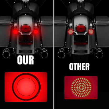 Motorcycle 1156 LED Turn Signal Light Front Rear 2 Inch Bullet Smoked Lens Compatible with Harley Softail Touring Dyna Fat Boy Sportster Road King Street Glide Electra Glide - color: 1156[Red+Smoke lens/Rear]