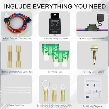 Electric Fuel Pump Relay Kit 12V Relay Bypass Switch Kit Fuel Pump Relay Wiring Harness Kit 60 Amp Waterproof Relay Kit Fit 12V System Heavy Duty Long Wires Universal Fit - color: Electric Fuel Pump Relay Kit
