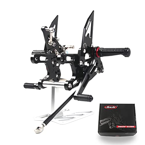 Arashi Version 2.0 Adjustable Rearsets for Honda CBR650R CB650R CBR650F 2019-2025, Black - color: Black, size: CBR650R CB650R CBR650F 2019-2025