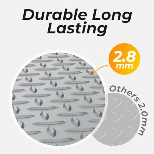7.8 x 20 FT Garage Floor Mat for Under Car, 2.8mm Thick PVC Garage Flooring Roll, 156 SQFT Non-Slip Diamond Plate Surface, Waterproof & Wear Resistant for Mid-Size SUV, Sports Car