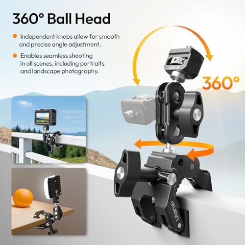 ULANZI CO78 Super Clamp Kit w Magic Arm, for Action Cam – 1/4" & ARRI Locating Pins + Cold Shoe Mount, 3-Jaw & Dual Ball Head Designed for Flexible, Low & High Angle Shot, Load Capacity Within 1kg