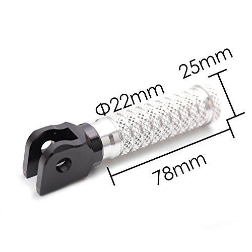 MC MOTOPARTS POLE Silver CNC Front Foot Pegs Compatible with YZF R3 2015-2017 - color: Silver, size: Standard