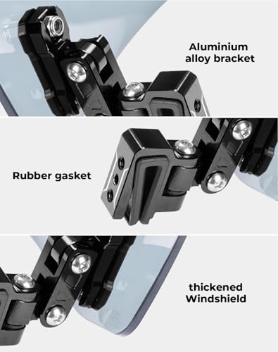 KEMIMOTO Motorcycle Windshield Upgraded Aluminum Metal Heightened Spoiler Clip Universal Adjustable Extension Clips Windshield Extension Dark Tint - color: Dark Tint