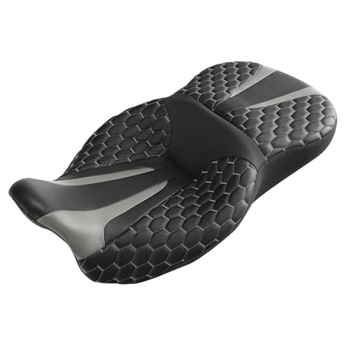C.C. RIDER Driver& Passenger Seat Mammock Seat Extended Reach Seat Fit For Harley Touring 2009-2023 Road Glide Street Glide Road King Electra Glide CVO Models 2009-2022 - color: 37# Gray