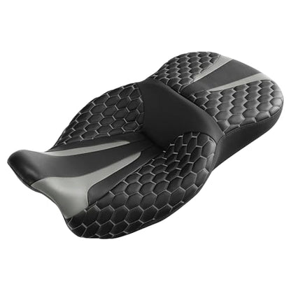 C.C. RIDER Driver& Passenger Seat Mammock Seat Extended Reach Seat Fit For Harley Touring 2009-2023 Road Glide Street Glide Road King Electra Glide CVO Models 2009-2022 - color: 37# Gray