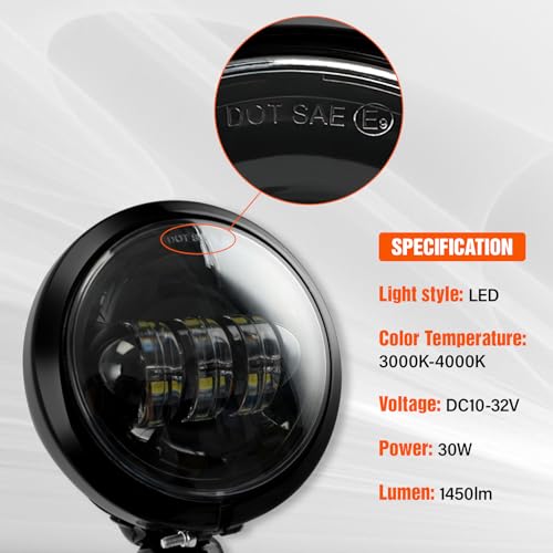 XFMT Motorcycle 4.5" Auxiliary Spot Fog Light LED Turn Signal Light W/Bracket For Harley Touring Road King 1994-Later Electra Glide 1997-Later Street Glide FLHX 2006-Later, Black - color: Black