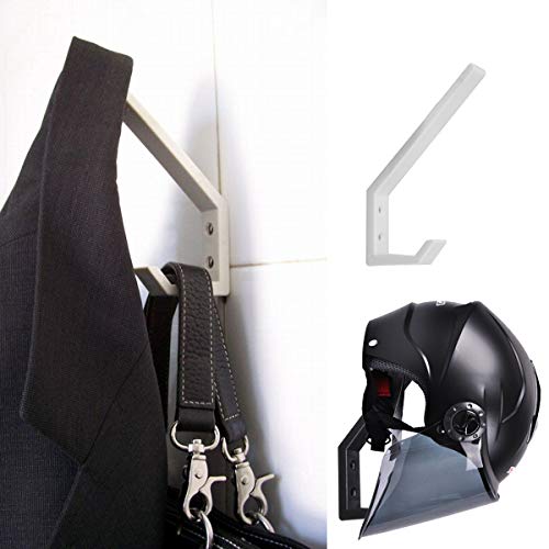 2PCS Helmet Holders Plastic Hanging Hooks Wall Mounted Hangers Hat Glove Bag Shoe Clothes Rack-White - color: White