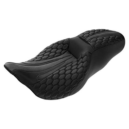 C.C. RIDER Passenger Motorcycle Touring Seat - Hexagon Stitching for Harley Davidson Touring Road King Street Glide Road Glide Electra Glide CVO 2009-2023 Black - color: Black Black Seat