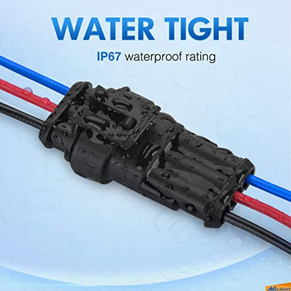 Nilight 3Pin Electrical Wire Connectors Male and Female Plug Socket Quick Disconnect Waterproof Play Terminals for Automotive Cars Trucks Motorcycles Marine Boats - size: 3Pin Wire Harness 10Sets