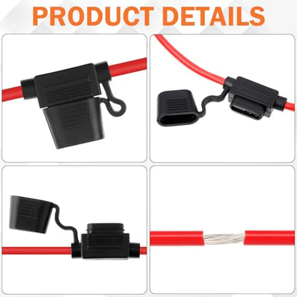 Shimeyao 24 Pcs Inline Fuse Holder Waterproof Automotive Replacement with ATC Blade Fuses for Car Truck Motorcycle Boat (16 Awg with 10 A) - size: 16 Awg with 10 A