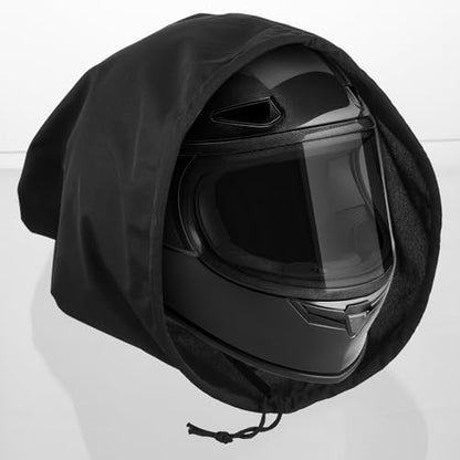 Mabor 2pcs Motorcycle Helmet Bag - Black Polyester Full Face Helmet Storage Cover with Drawstring, Lightweight Carrying Pouch for Welding, Bike, Sports & Travel (17.32 x 17.32 Inches)