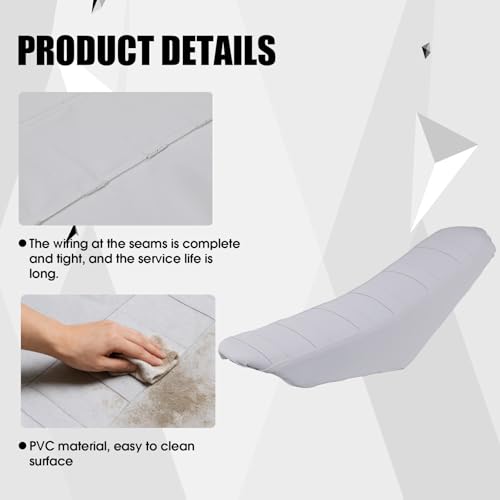 Dirt Bike Seat Cover Motorcycle Gripper Cushion Cover Universal for CRF XR RMZ RR YZF YZ PW TTR WR KLX KX All Most Dirt Pit Bikes Enduro White - color: White