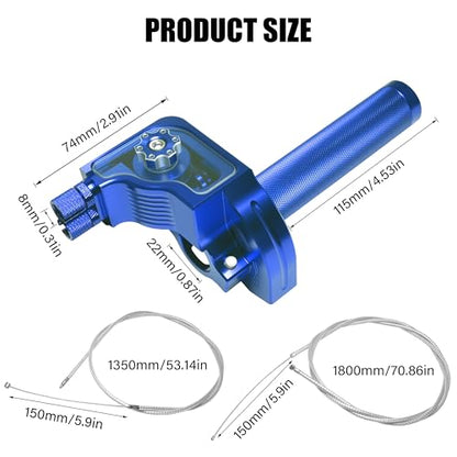 Universal 7/8" Big Twist Throttle Assembly, Dual Push-Pull Cable with Transparent Window for 110-650cc Dirt Pit Bike, Motocross, ATV & Quad, CNC Aluminum Quick Twister Throttle Grip (Blue) - color: Blue