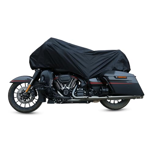 Motorcycle Cover Lightweight Half Cover Outdoor Waterproof Rain Dust Protector Black XL for Most Full Dress Touring Cruiser Item Replacement