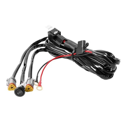 BICYACO LED Light Bar Wiring Harness Kit-16AWG Wiring Kit with 12V Relay 40A Blade Fuse On Off Flush Mounted Switch DT Connector for Off Road Flood Spot Light ATV SUV UTV Boat- 2 Lead(Triangular) - color: Light Bar Wiring Harness-2 Leads
