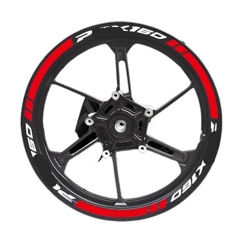 Wheel Stickers for PCX 160 Pcx160 2022 14'' Inches Motorcycle Wheel Hub Sticker Decal Reflective Rim Stripe Tape Accessories Waterproof Decals(Set-Red) - color: Set-red