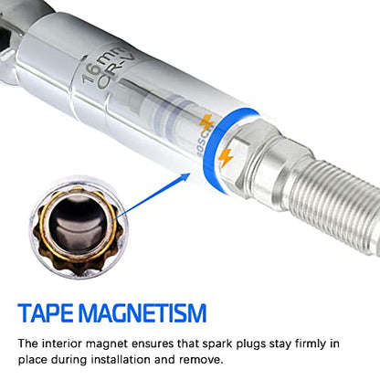 A ABIGAIL 14mm and 16mm Thin Wall Swivel Magnetic Spark Plug Socket 3/8 Inch Drive 12-Point Spark Plug Socket Removal Tool Compatible with Motorcycle, Car, SUV, BMW,Nissan, Mini, Mercedes - size: 14mm&16mm
