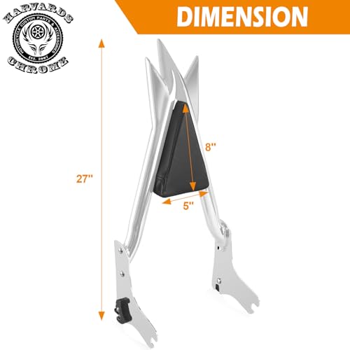 Adjustable Trident Black 27” Detachable Backrest Sissy Bar Passenger Quick Release Fits for Harley Touring Road King Electra Glide Street Glide FLHR FLHX FLHT FLTR 1997-2008 1/1/2” Tubing (Chrome) - color: 97-08 Chrome-T