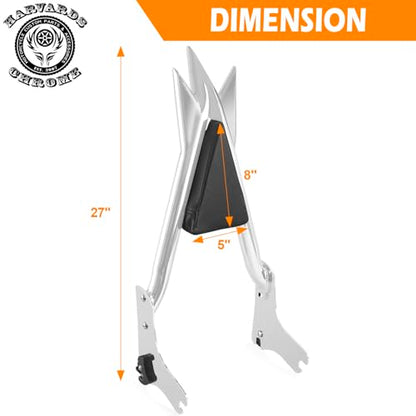 Adjustable Trident Black 27” Detachable Backrest Sissy Bar Passenger Quick Release Fits for Harley Touring Road King Electra Glide Street Glide FLHR FLHX FLHT FLTR 1997-2008 1/1/2” Tubing (Chrome) - color: 97-08 Chrome-T