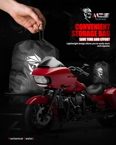 MZS Motorcycle Cover Waterproof Outdoor, Heavy Duty All Season Weather Sun Protection with Storage Bag Vents Night Reflective Cotton Lining Lock Holes fits up to 104" Motorcycles Vehicle Covers - size: XX-Large 104 inches