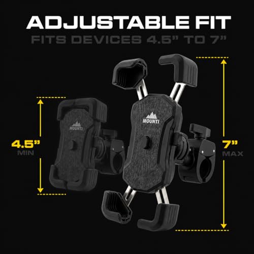 Cycle Phone Mount, 4.5-7" Smart Phones, Handlebar Grip Mount with Vibration Dampening System, Secure Quick-Release Design for Motorcycles and Bicycles